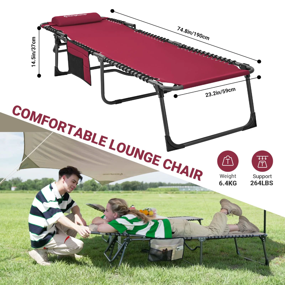 KingCamp Berlin Folding Sun Lounger - Two Colours