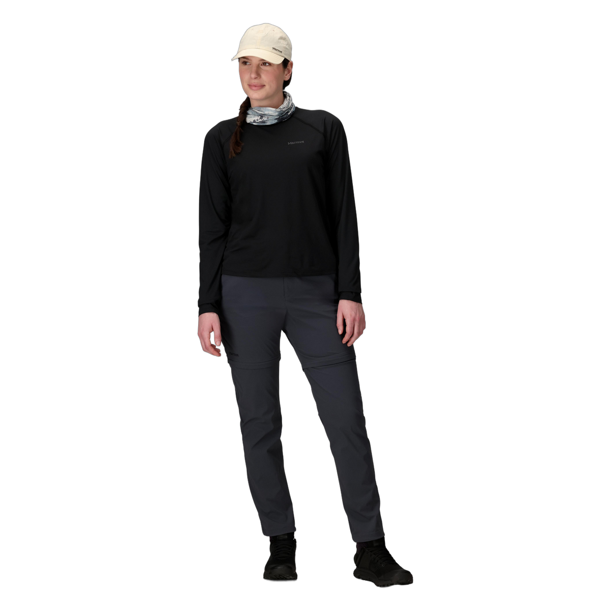 Marmot Arch Rock Women's Convertible Pants in Dark Steel, full length