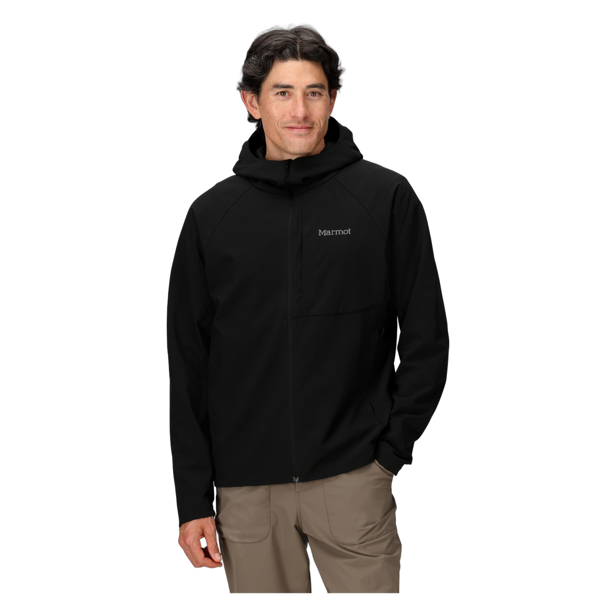 Marmot Pinnacle DriClime Men's Hoody in Black, front on model