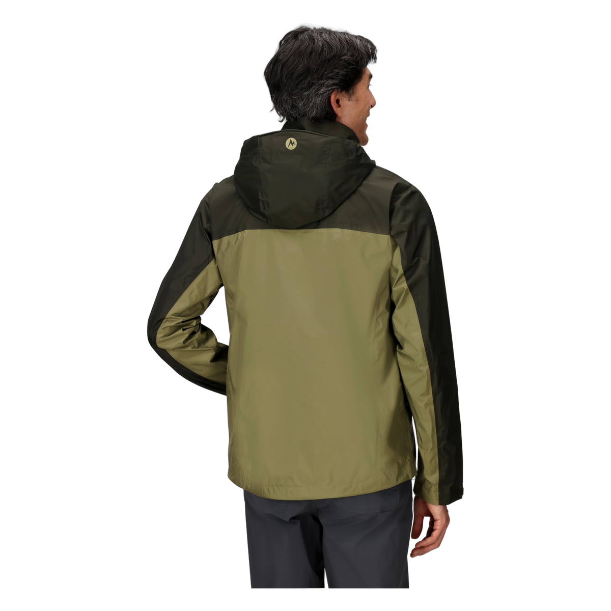 Marmot PreCip Eco Men's Rain Jacket in Rosin Green/Olive Grove, back