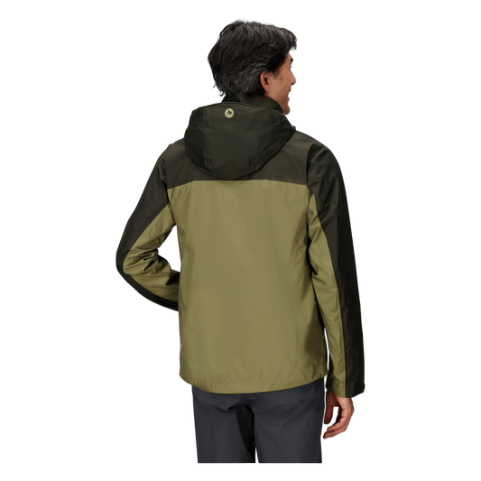 Marmot PreCip Eco Men's Rain Jacket in Rosin Green/Olive Grove, back