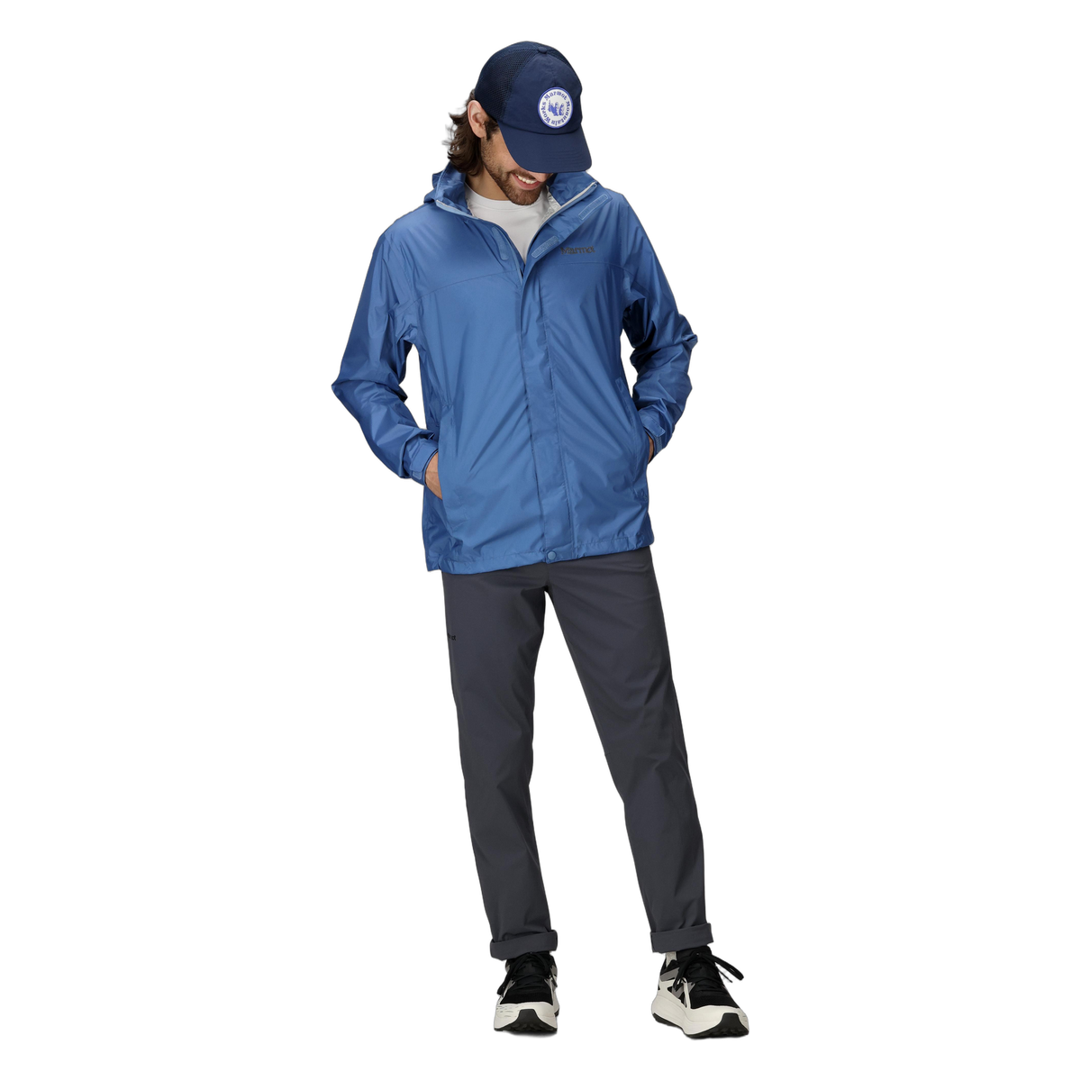 Marmot PreCip Eco Men's Rain Jacket in Rain Cloud, full length