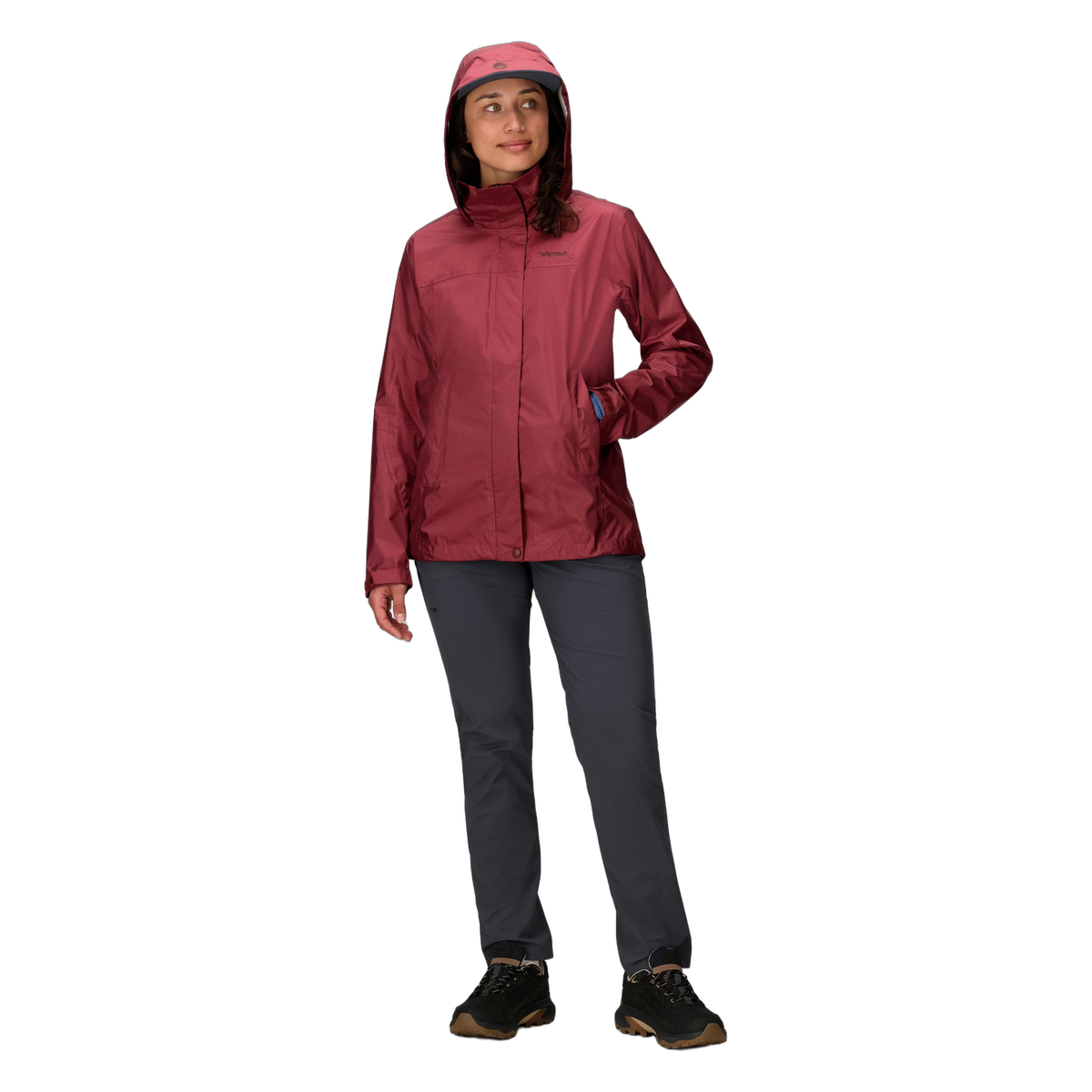 Marmot PreCip Eco Women's Rain Jacket in Acai Berry, full length
