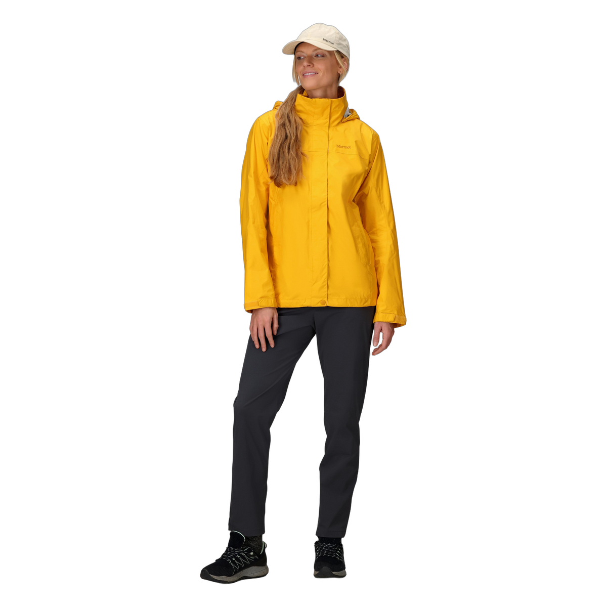 Marmot PreCip Eco Women's Rain Jacket in Jackfruit, full length