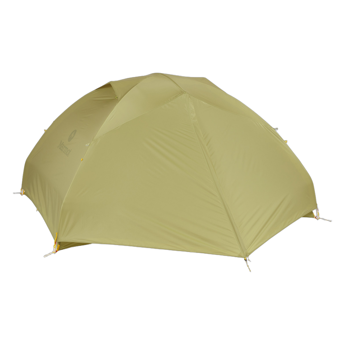 Marmot Tungsten UL 3 Person Tent in Wasabi, pitched with fly
