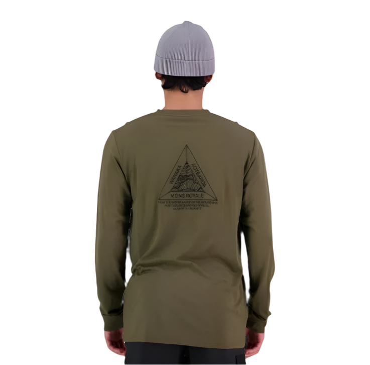 Mons Royale Icon LS MTN Triangle Dark Olive - Small