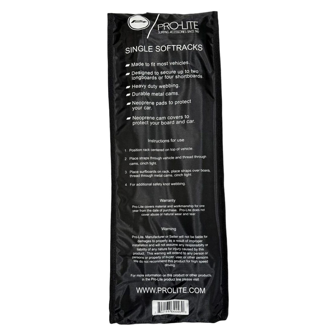 Prolite Single Soft Racks, pack back