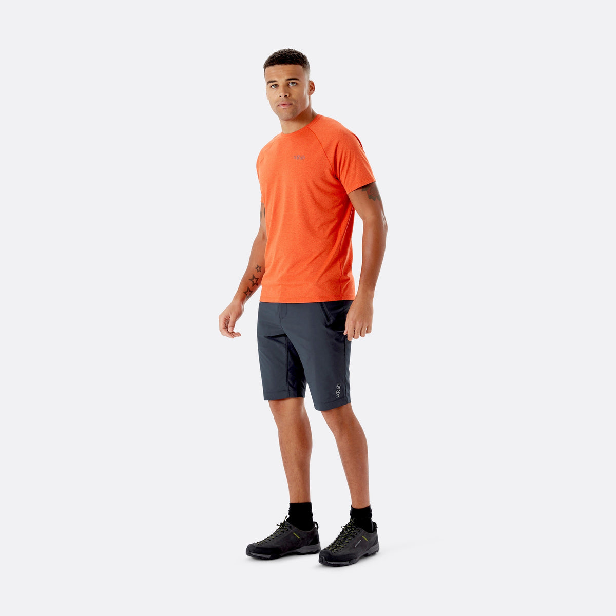 Rab Ascendor Light Men's Shorts in Beluga, full length on a model