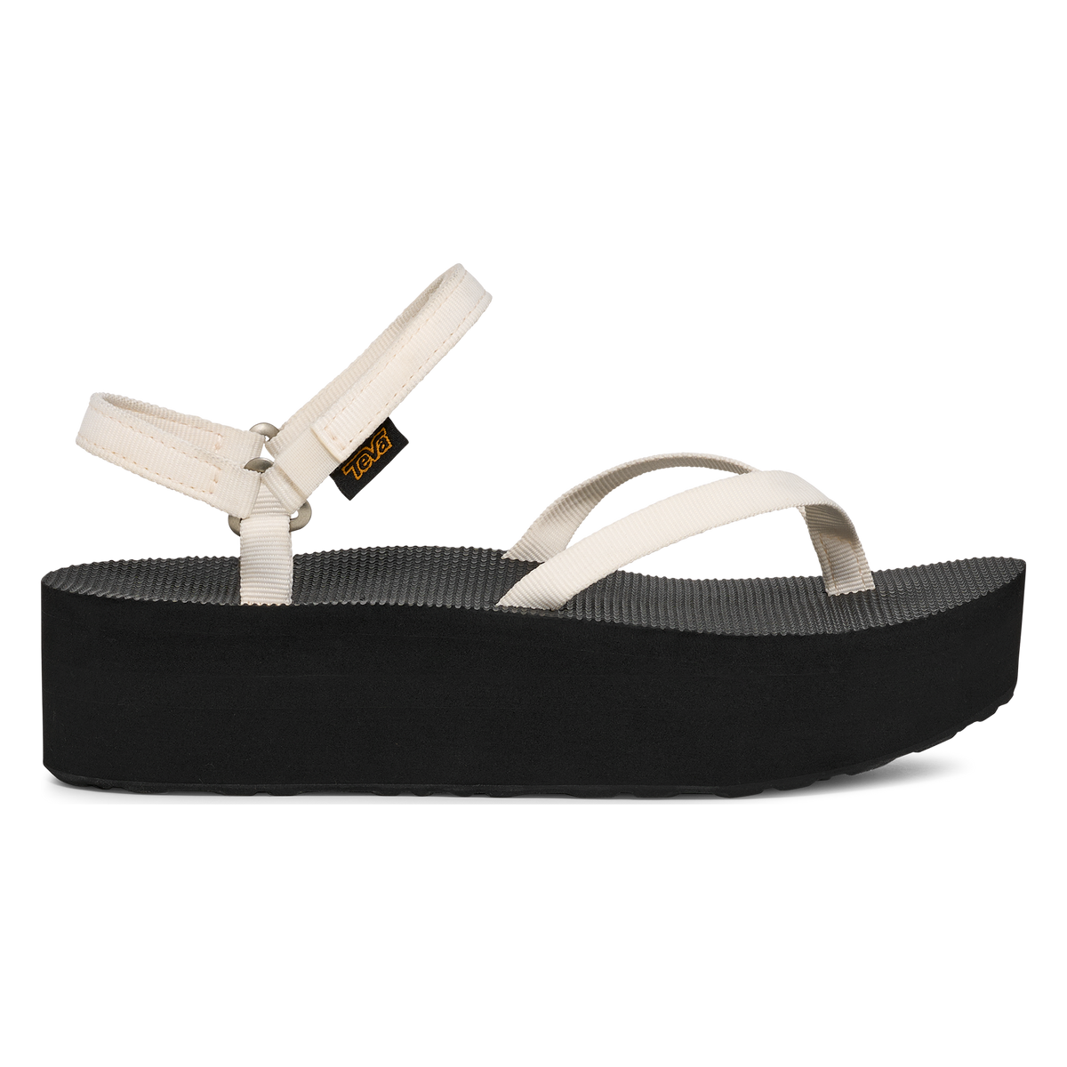 Teva Flatform Slim women's sandal in Coconut Milk/Black, side view