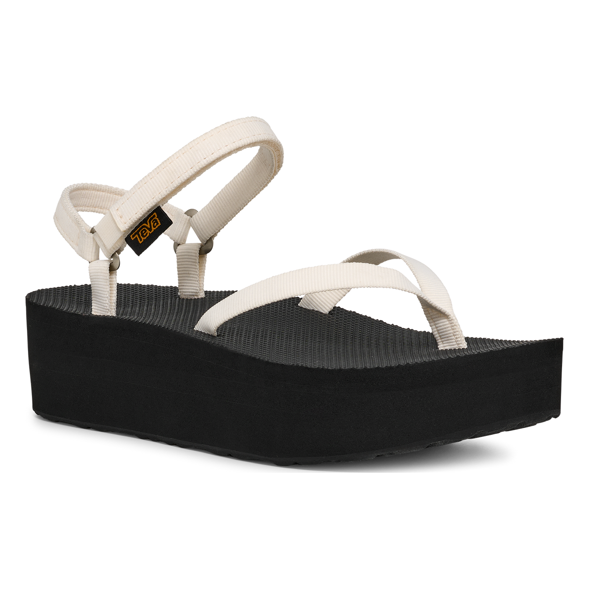 Teva Flatform Slim women's sandal in Coconut Milk/Black, angle view