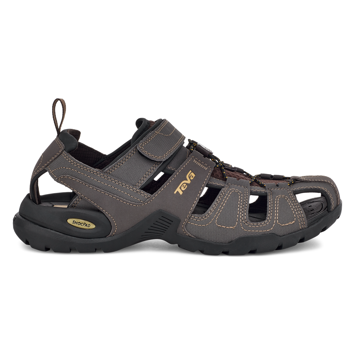 Teva Forebay men's closed-toe sandal in Turkish Coffee, side view
