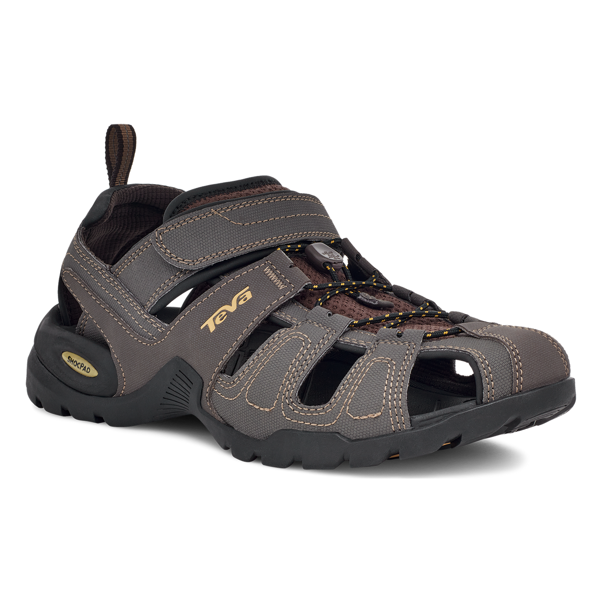 Teva Forebay men's closed-toe sandal in Turkish Coffee, angle view
