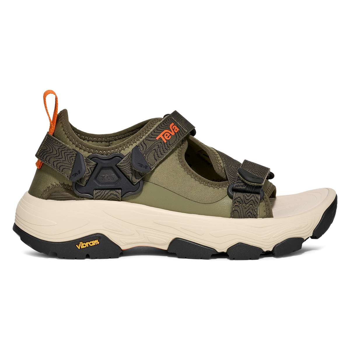 Teva Grandview Max men's hiking sandal in Olive, side view
