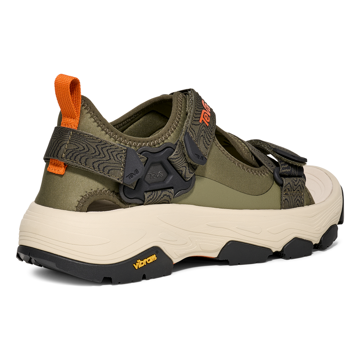 Teva Grandview Max men's hiking sandal in Olive, back angle