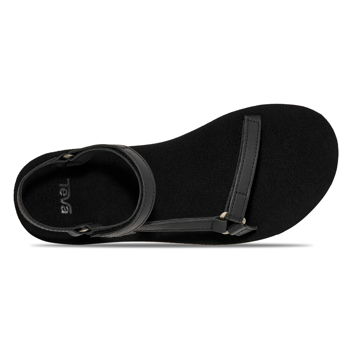 Teva Original Universal Slim Leather women's sandal in Black/Tan, top view