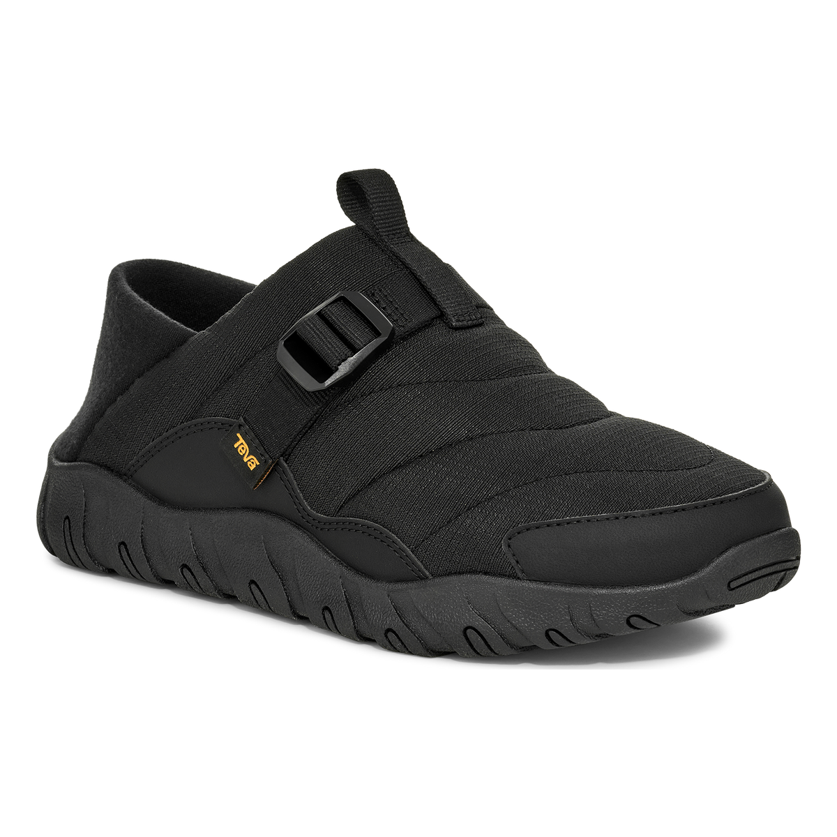 Teva ReEmber Camp women's slip-on shoe in Black, angle view