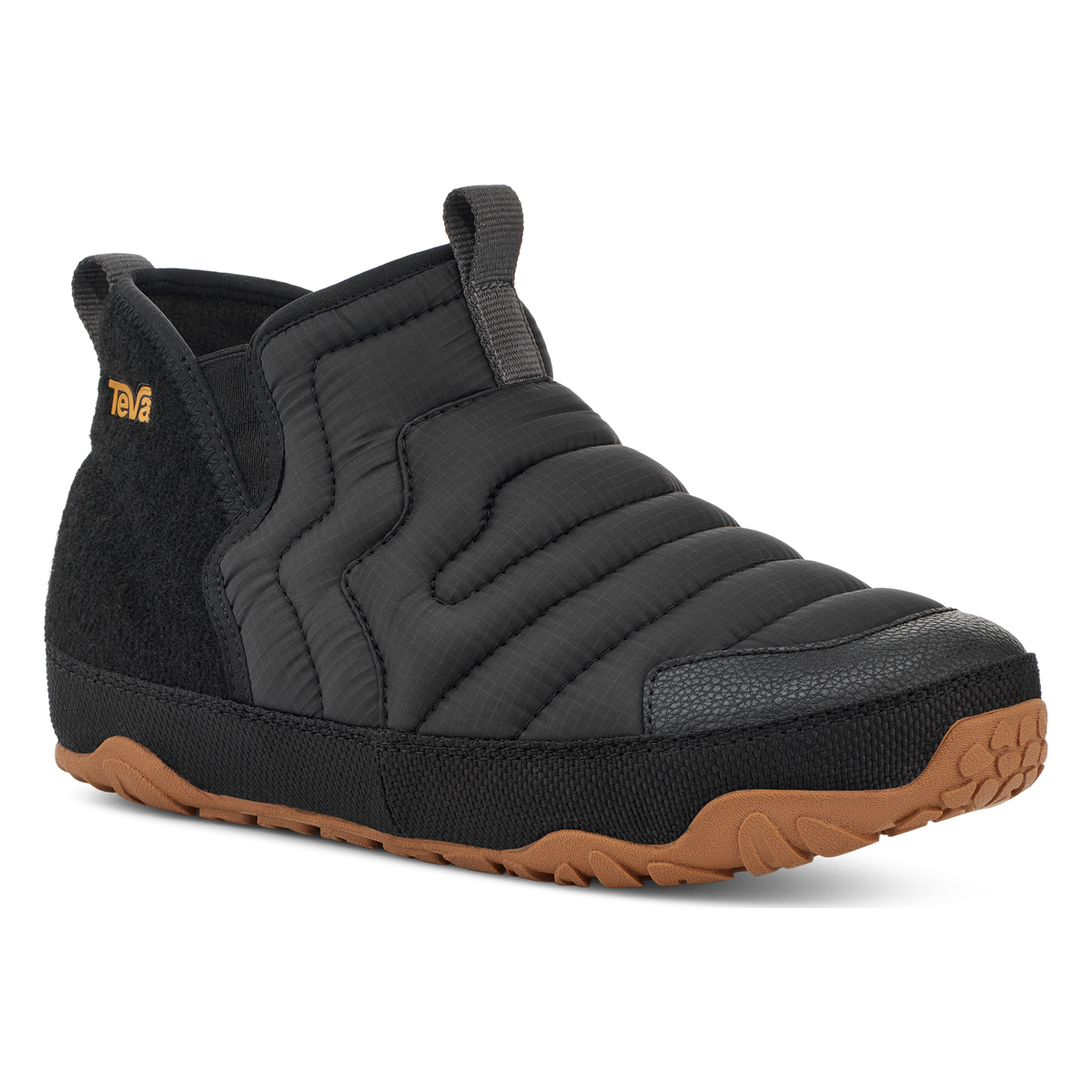 Teva ReEmber Terrain Mid women's slip-on boot in Black, angle view