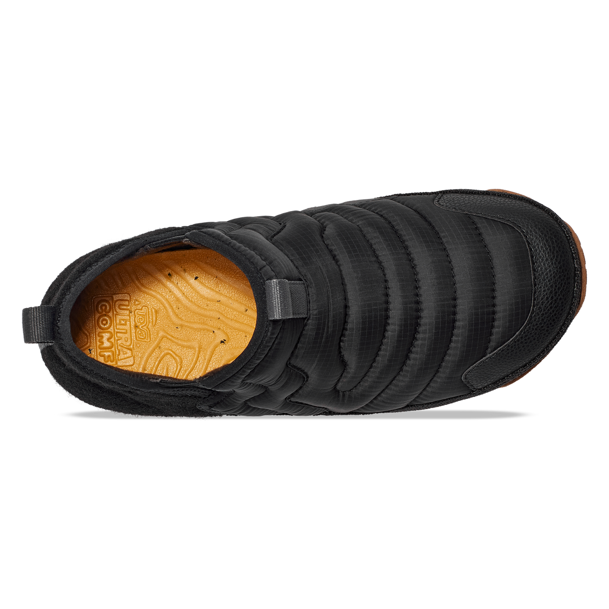 Teva ReEmber Terrain Mid women's slip-on boot in Black, top view
