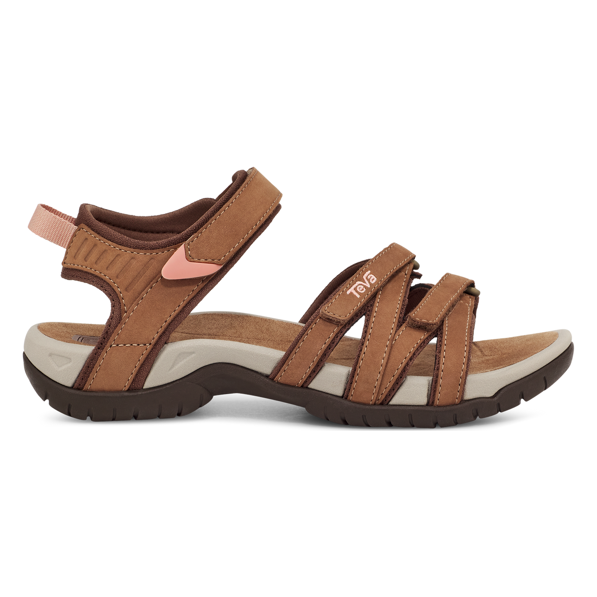 Teva Tirra Leather women's sandal in Honey Brown, side view
