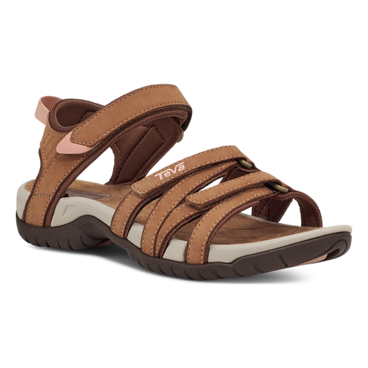 Teva Tirra Leather women's sandal in Honey Brown, angle view