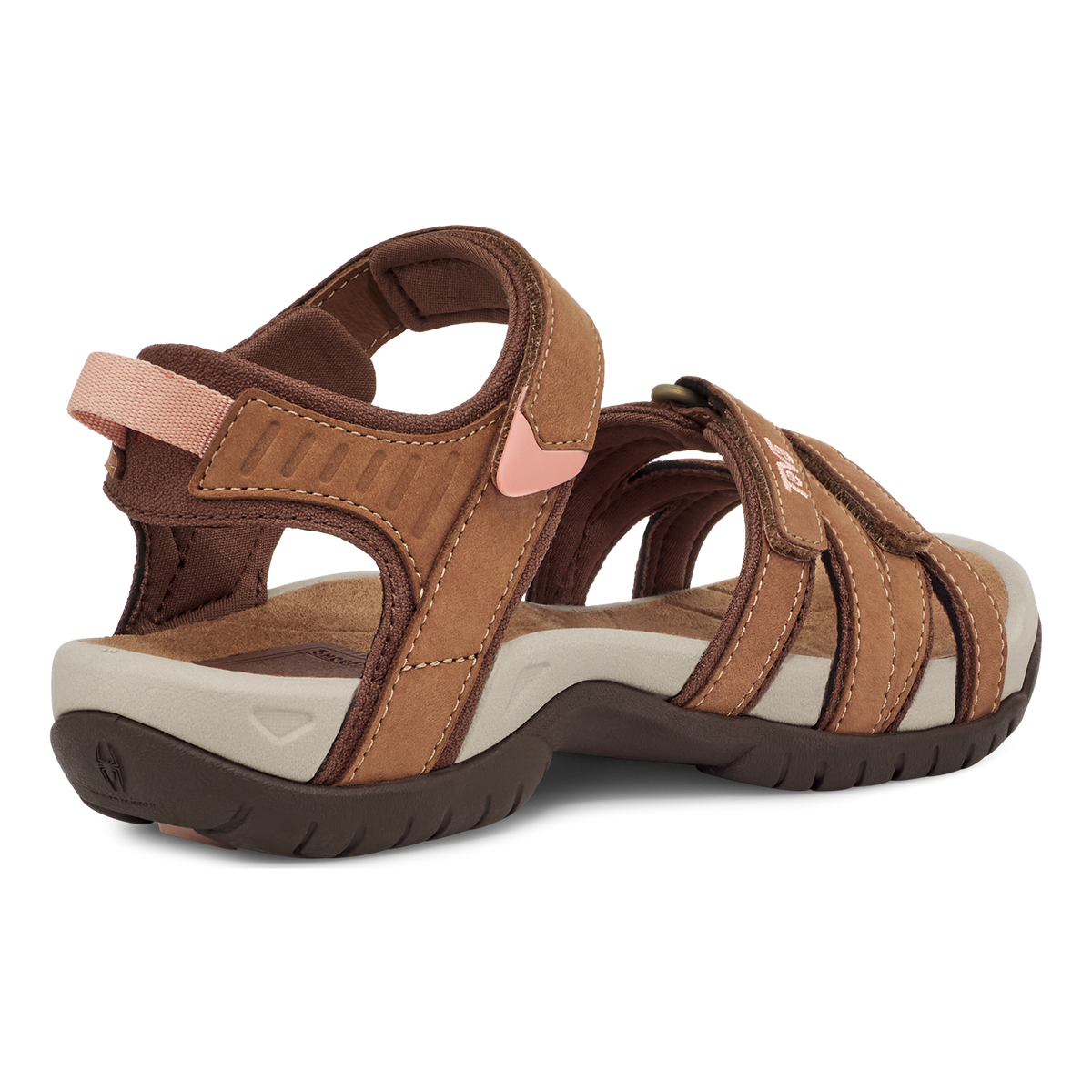 Teva Tirra Leather women's sandal in Honey Brown, back angle