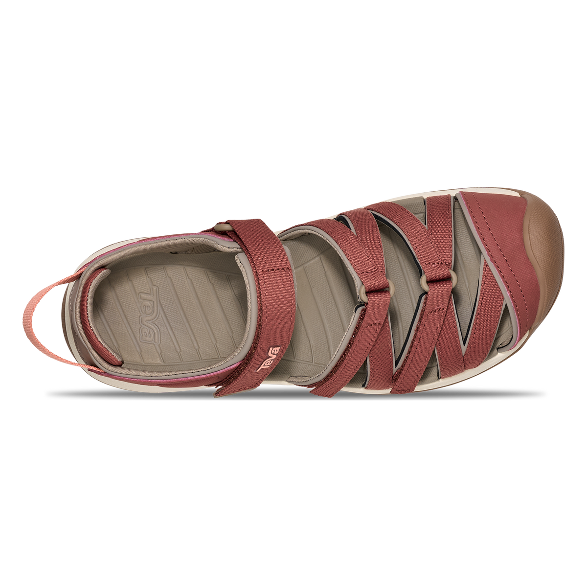 Teva Tirra Sport CT women's closed-toe sandal in Mahogany, top view