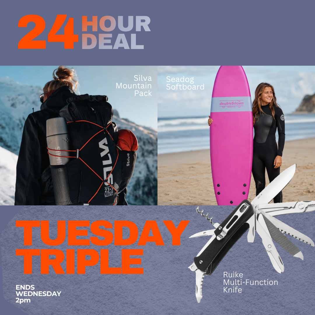 24 hour deal: Tuesday Triple. Silva pack, Seadog softboard and Ruike knife. Ends Wednesday 2pm.
